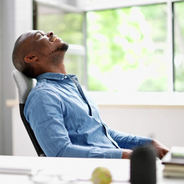 office working enjoying air quality